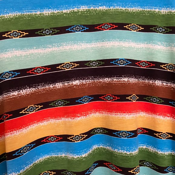 L&B Womens Stripe Top Size MEDIUM Poly Spandex Hi/Low Comfy Shirt Colorful - Picture 2 of 6